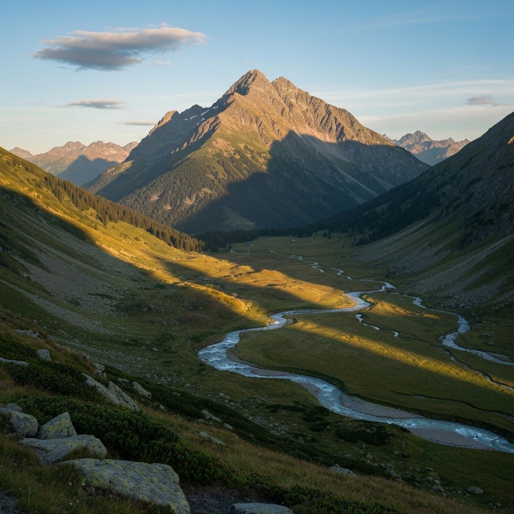 Peaceful alpine landscape representing rest