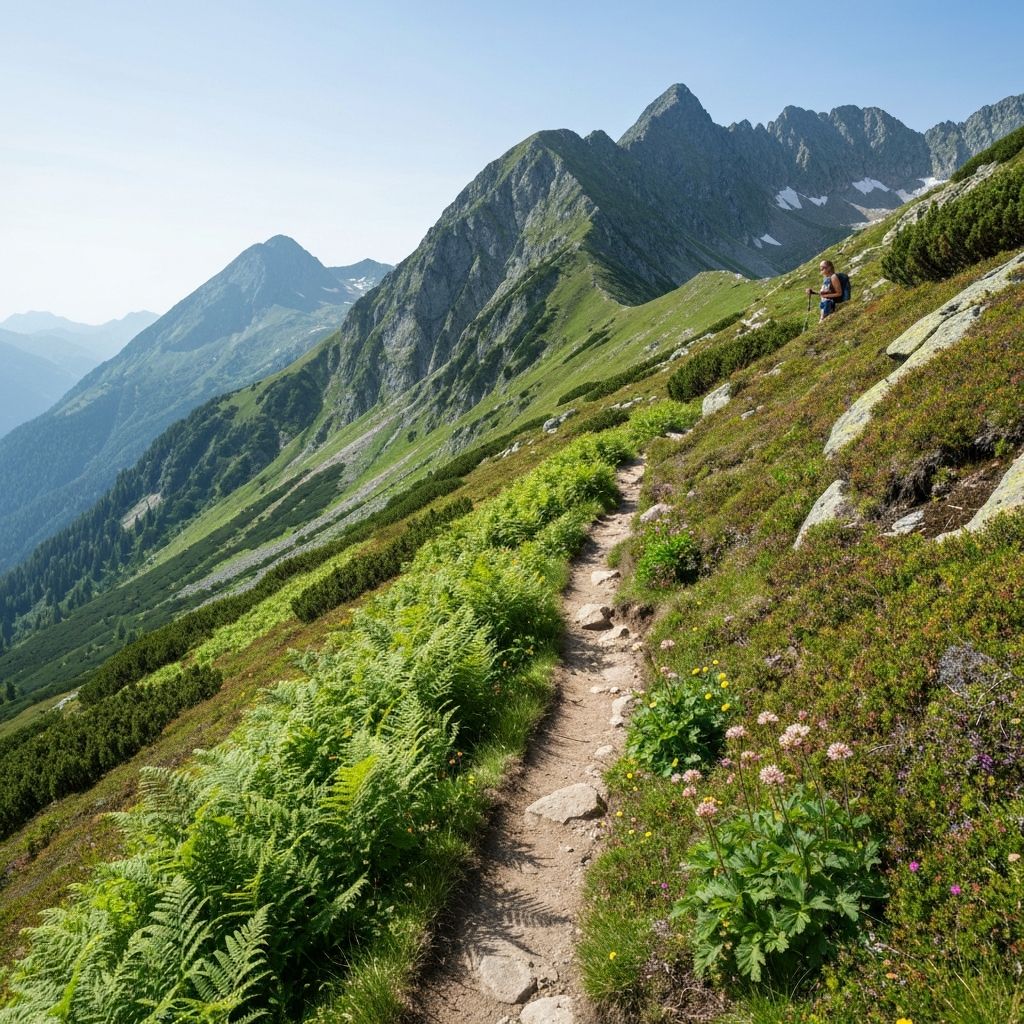 Mountain trail path through alpine terrain